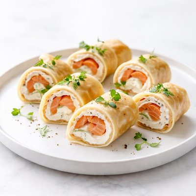 Image of Salmon and Cream Cheese Crepe Appetizers