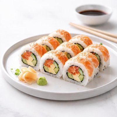 Image of Salmon and Cucumber Sushi Roll