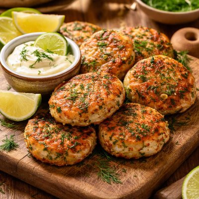 Image of Salmon and Dill Potato Patties with Lime Mayonnaise