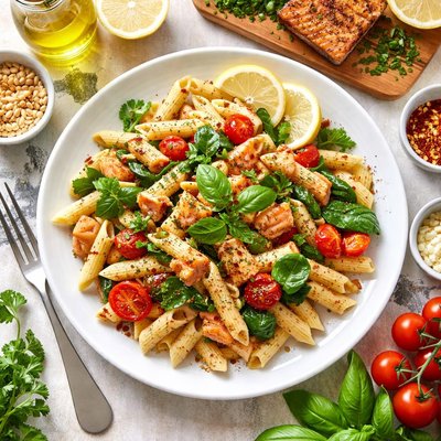Image of Salmon and Herb Penne Flat Belly Diet Recipe