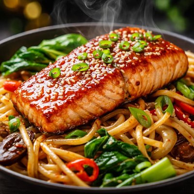 Image of Salmon and Noodles