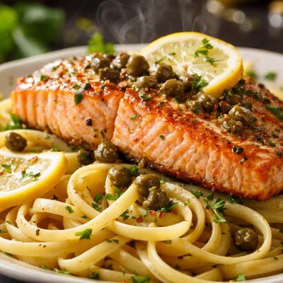 Image of Salmon and Pasta Piccata