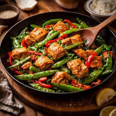 Image of Salmon and Snow Pea Stir Fry