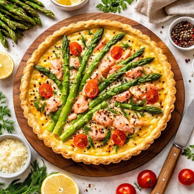 Image of Salmon Asparagus Quiche