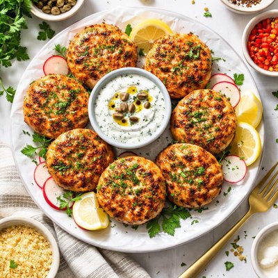 Image of Salmon Cakes with Creamy Sauce