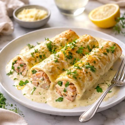 Image of Salmon Cannelloni with Lemon Cream Sauce