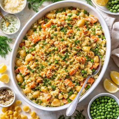 Image of Salmon Casserole with Dill Butter
