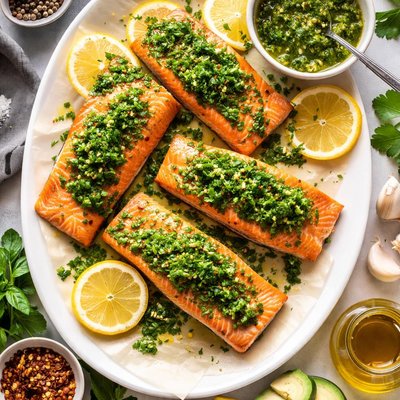 Image of Salmon Fillets W Green Sauce