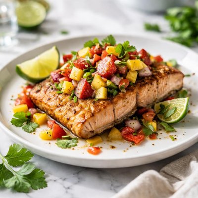 Image of Salmon or Halibut with Fruit Salsa