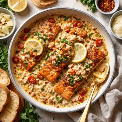 Image of Salmon with Crab Sauce