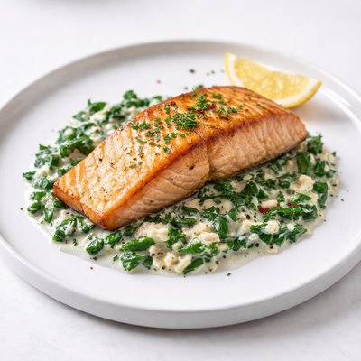 Image of Salmon with Cream Cheese Spinach Garlic