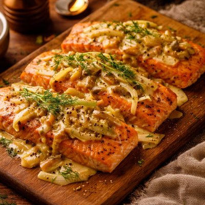 Image of Salmon with Fennel and Cognac Sauce