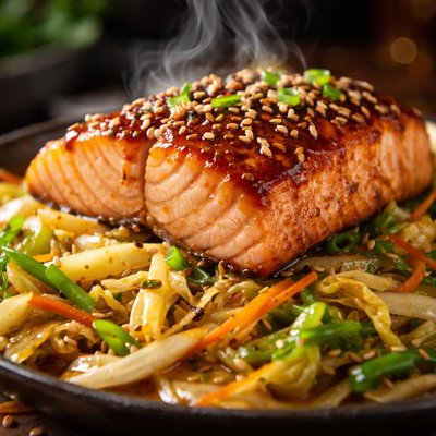 Image of Salmon with Gingery Cabbage