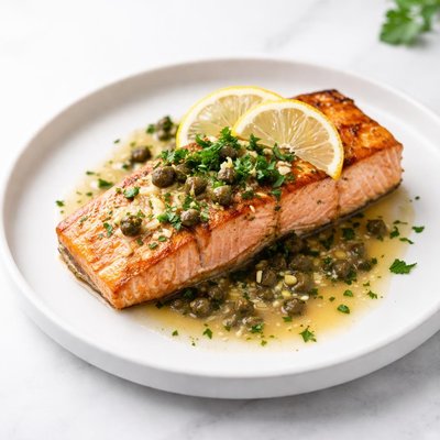 Image of Salmon with Lemon Butter Caper Sauce