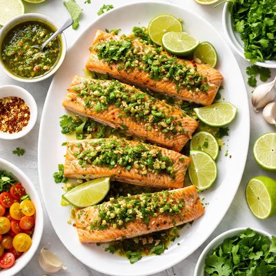 Image of Salmon with Lime and Cilantro Sauce