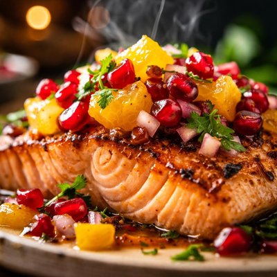 Image of Salmon with Pomegranate and Orange Salsa