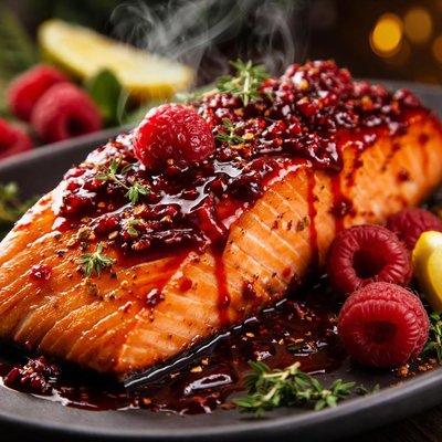 Image of Salmon with Raspberry Glaze