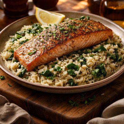 Image of Salmon with Rice Florentine
