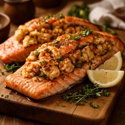 Image of Salmon with Seafood Stuffing