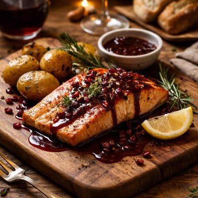 Image of Salmon with Spiced Red Wine Sauce