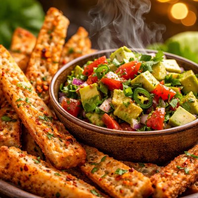 Image of Salsa Bread Strips with Avocado Salsa