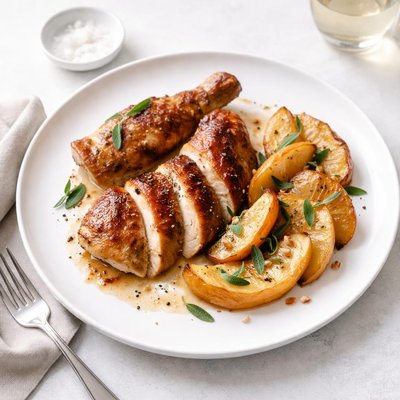 Image of Salt Sweet Sage Roast Chicken with Roast Apple Side