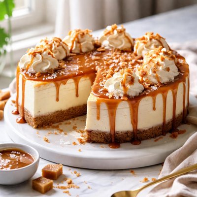 Image of Salted Caramel and Vanilla Cheesecake