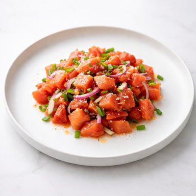 Image of Salted Salmon and Tomato Salad with Onions Aka Lomi Lomi Salmon