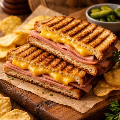 Image of Sandwich Press Recipe Homestyle Ham and Cheese