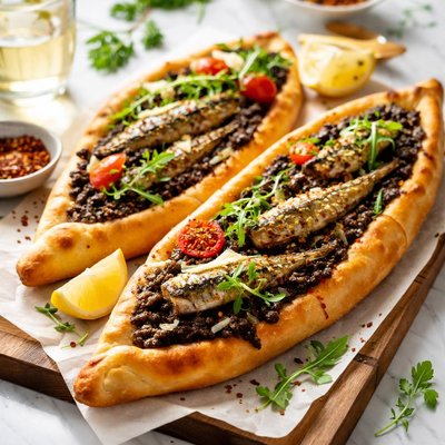 Image of Sardines Parmesan and Olive Tapenade on Pide