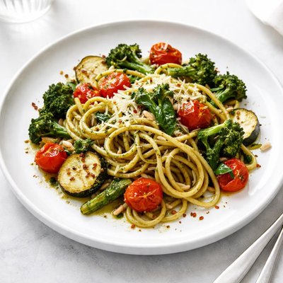 Image of Sassy Pesto Pasta and Veggies