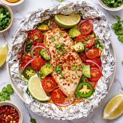 Image of Sassy Spicy Foil Baked Fish for One