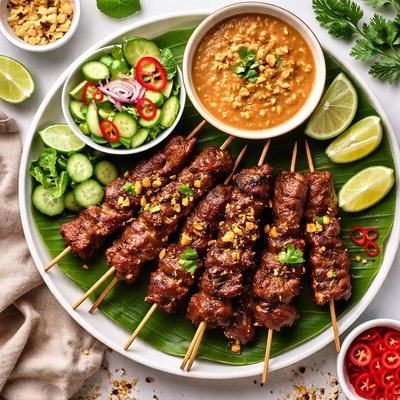 Image of Satay of Beef with Peanut Sauce