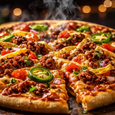 Image of Saucy Beef Taco Pizza