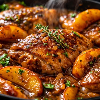 Image of Saucy French Chicken with Peaches