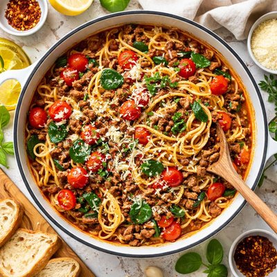 Image of Saucy One Pot Pasta and Beef Supper