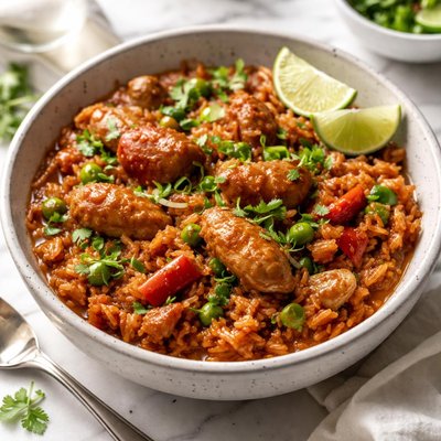 Image of Saucy Rice Lunch Comfort Food