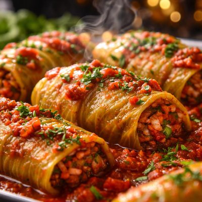 Image of Saucy Vegetarian Cabbage Rolls