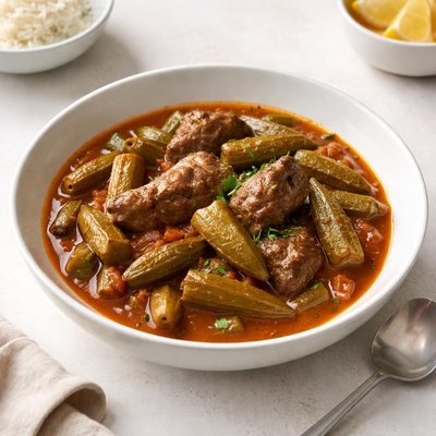 Image of Saudi Okra Stew with Meat Bamia