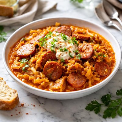 Image of Sauerkraut and Sausage Paprikash