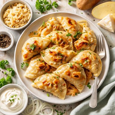 Image of Sauerkraut Potato and Cheese Pierogi W Onions