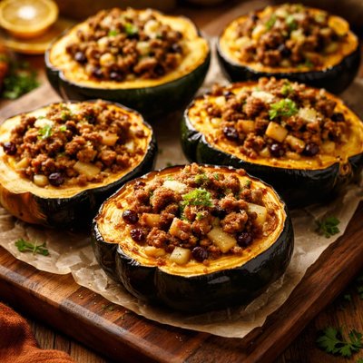 Image of Sausage and Apple Stuffed Acorn Squash