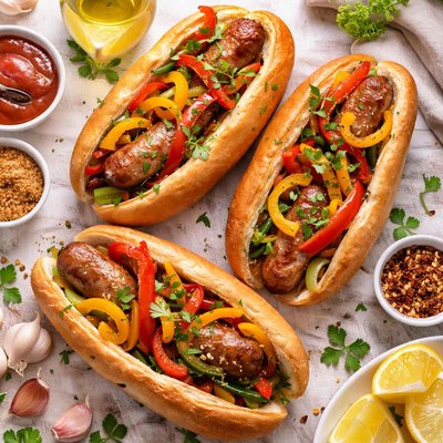 Image of Sausage and Bell Pepper Sandwiches