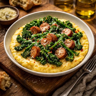 Image of Sausage and Broccoli Rabe with Polenta