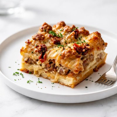 Image of Sausage and Cheese Strata with Sun Dried Tomatoes