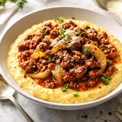 Image of Sausage and Fennel Ragout with Creamy Polenta