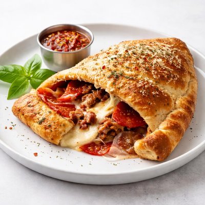 Image of Sausage and Pepperoni Cheese Stuffed Calzone