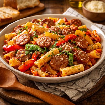 Image of Sausage and Peppers Pasta Paula Deen