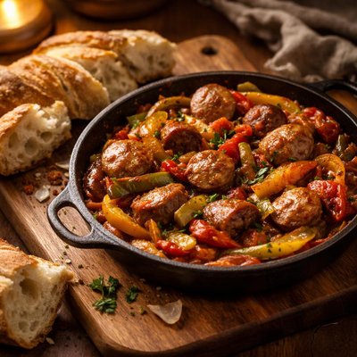 Image of Sausage and Peppers Rustica with Bread