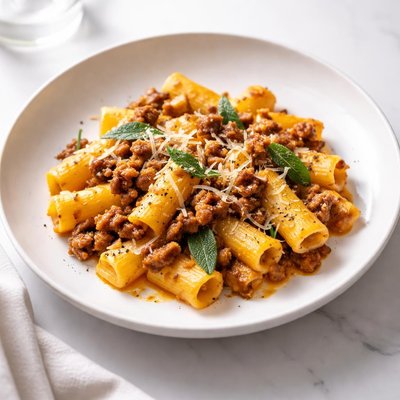 Image of Sausage and Pumpkin Sauce with Pasta